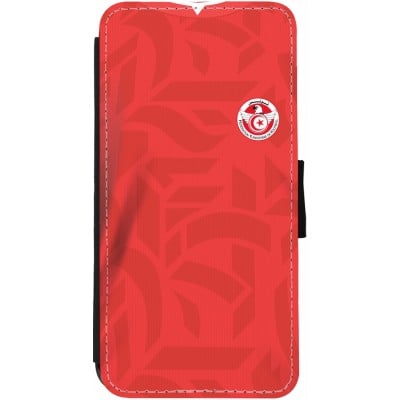 Coque iPhone 13 - Wallet noir Maillot de football Tunisie 2022 personnalisable