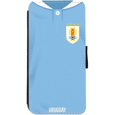 Coque iPhone 13 - Wallet noir Maillot de football Uruguay 2022 personnalisable