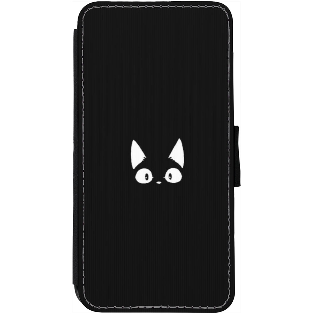 Coque iPhone 13 - Wallet noir Funny cat on black