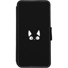 Coque iPhone 13 - Wallet noir Funny cat on black