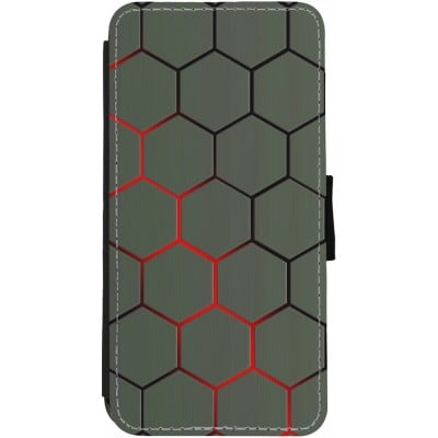 Coque iPhone 13 - Wallet noir Geometric Line red