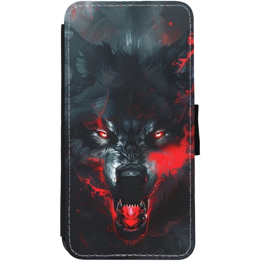 Coque iPhone 13 - Wallet noir Halloween 2024 mad werewolf