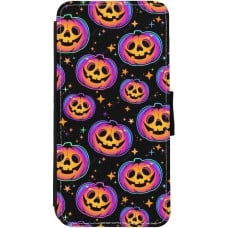 Coque iPhone 13 - Wallet noir Halloween 2024 rainbow pumpkins