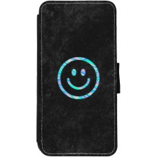 Coque iPhone 13 - Wallet noir Happy smiely irisé