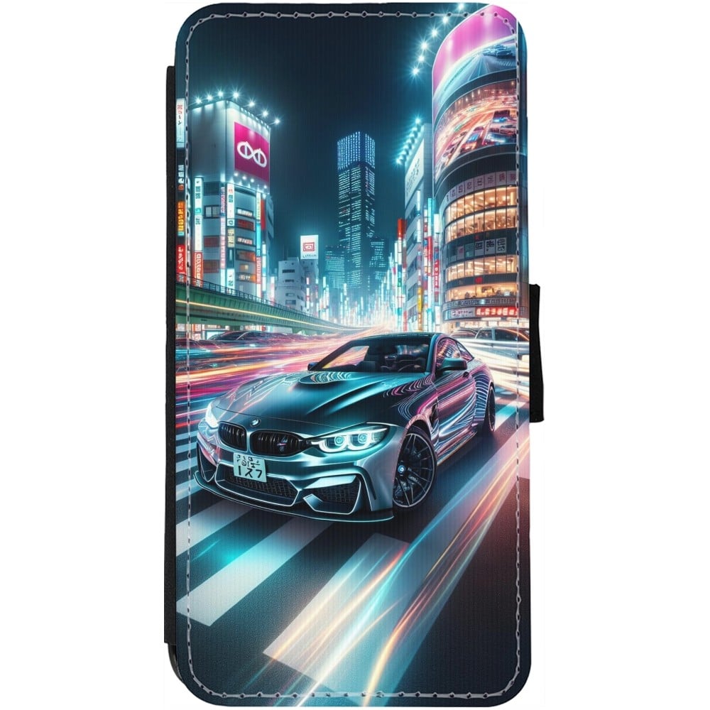 Coque iPhone 13 - Wallet noir BMW M4 Tokyo Night