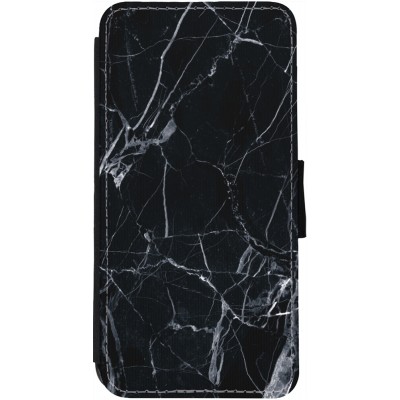 Coque iPhone 13 - Wallet noir Marble Black 01