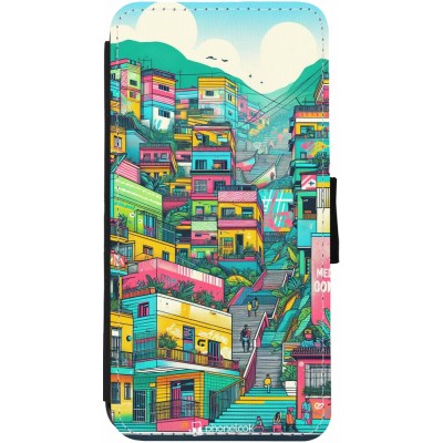 Coque iPhone 13 - Wallet noir Medellin Comuna 13 Art