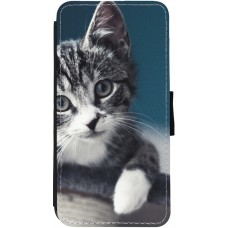 Coque iPhone 13 - Wallet noir Meow 23