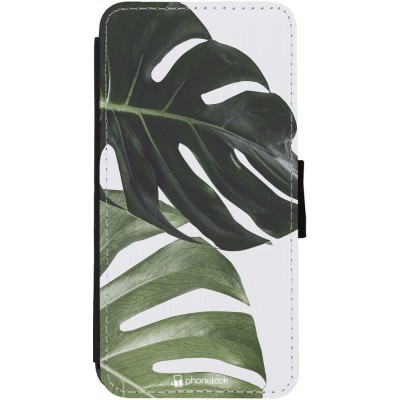 Coque iPhone 13 - Wallet noir Monstera Plant