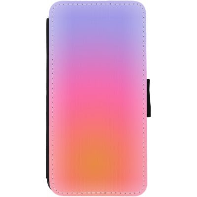 Coque iPhone 13 - Wallet noir Orange Pink Blue Gradient