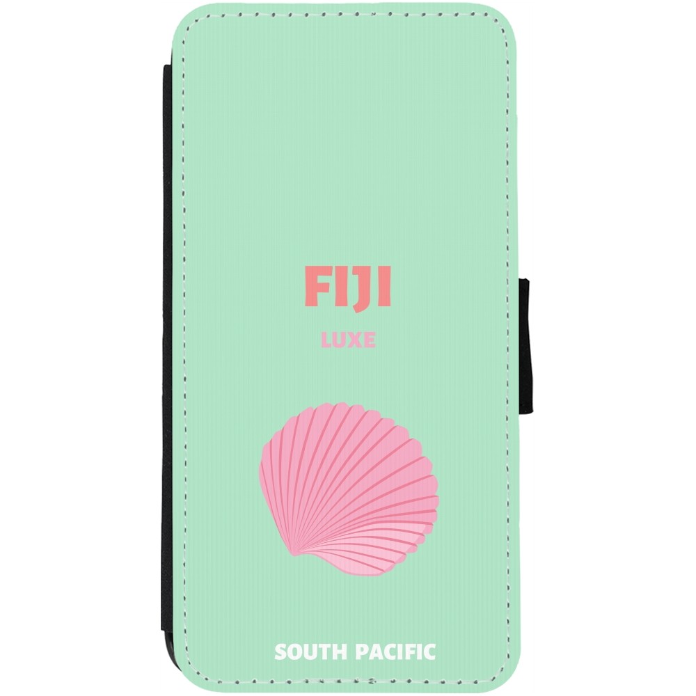 Coque iPhone 13 - Wallet noir Pop Summer Destination Fiji