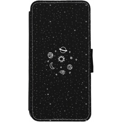 Coque iPhone 13 - Wallet noir Space Doodle