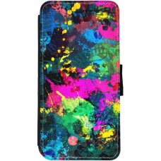 Coque iPhone 13 - Wallet noir Splash paint