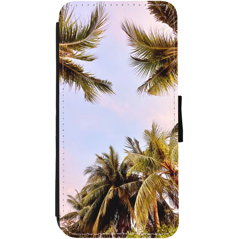 Coque iPhone 13 - Wallet noir Summer 2023 palm tree vibe