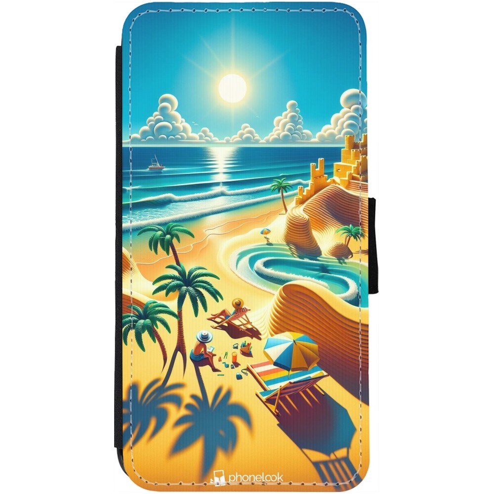 Coque iPhone 13 - Wallet noir Sunset Breeze