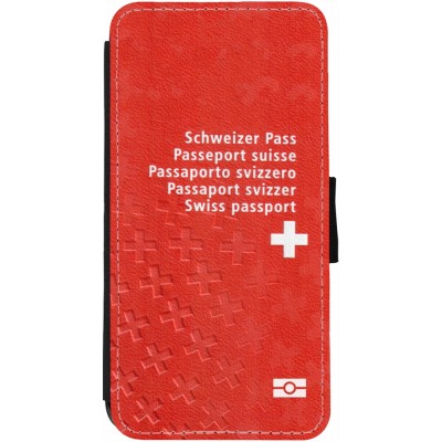 Coque iPhone 13 - Wallet noir Swiss Passport