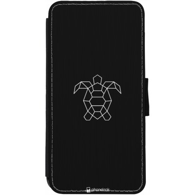 Coque iPhone 13 - Wallet noir Turtles lines on black