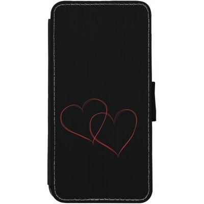 Coque iPhone 13 - Wallet noir Valentine 2023 attached heart