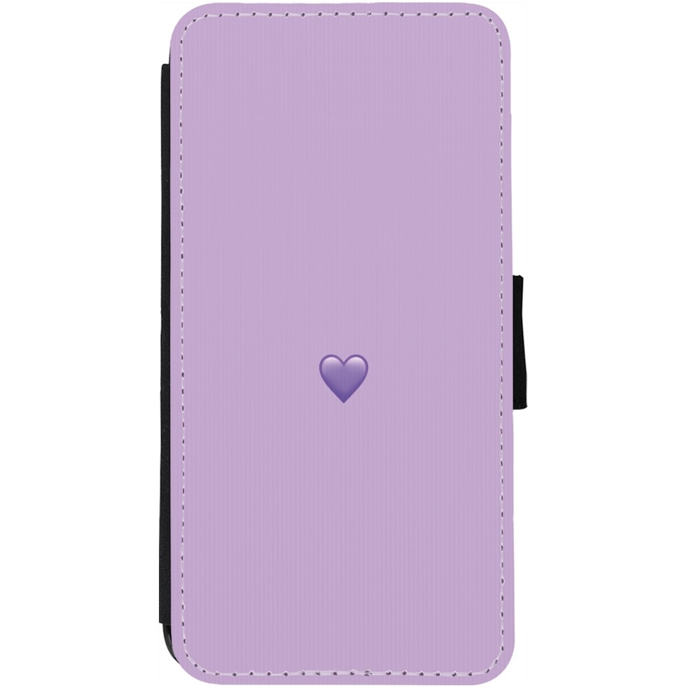 Coque iPhone 13 - Wallet noir Valentine 2023 purpule single heart