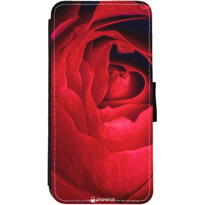 Coque iPhone 13 - Wallet noir Valentine 2022 Rose