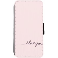 Coque iPhone 13 - Wallet noir Valentine 2023 i love you writing