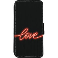 Coque iPhone 13 - Wallet noir Valentine 2023 neon love