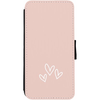 Coque iPhone 13 - Wallet noir Valentine 2023 three minimalist hearts