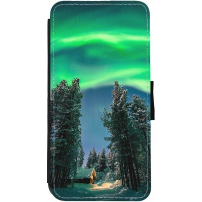 Coque iPhone 13 - Wallet noir Winter 22 Northern Lights