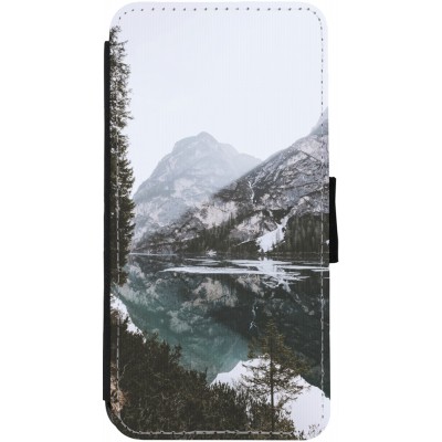 Coque iPhone 13 - Wallet noir Winter 22 snowy mountain and lake