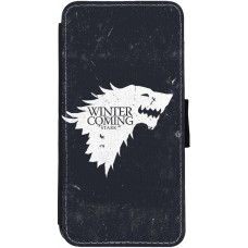 Coque iPhone 13 - Wallet noir Winter is coming Stark