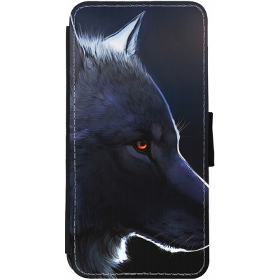 Coque iPhone 13 - Wallet noir Wolf Shape