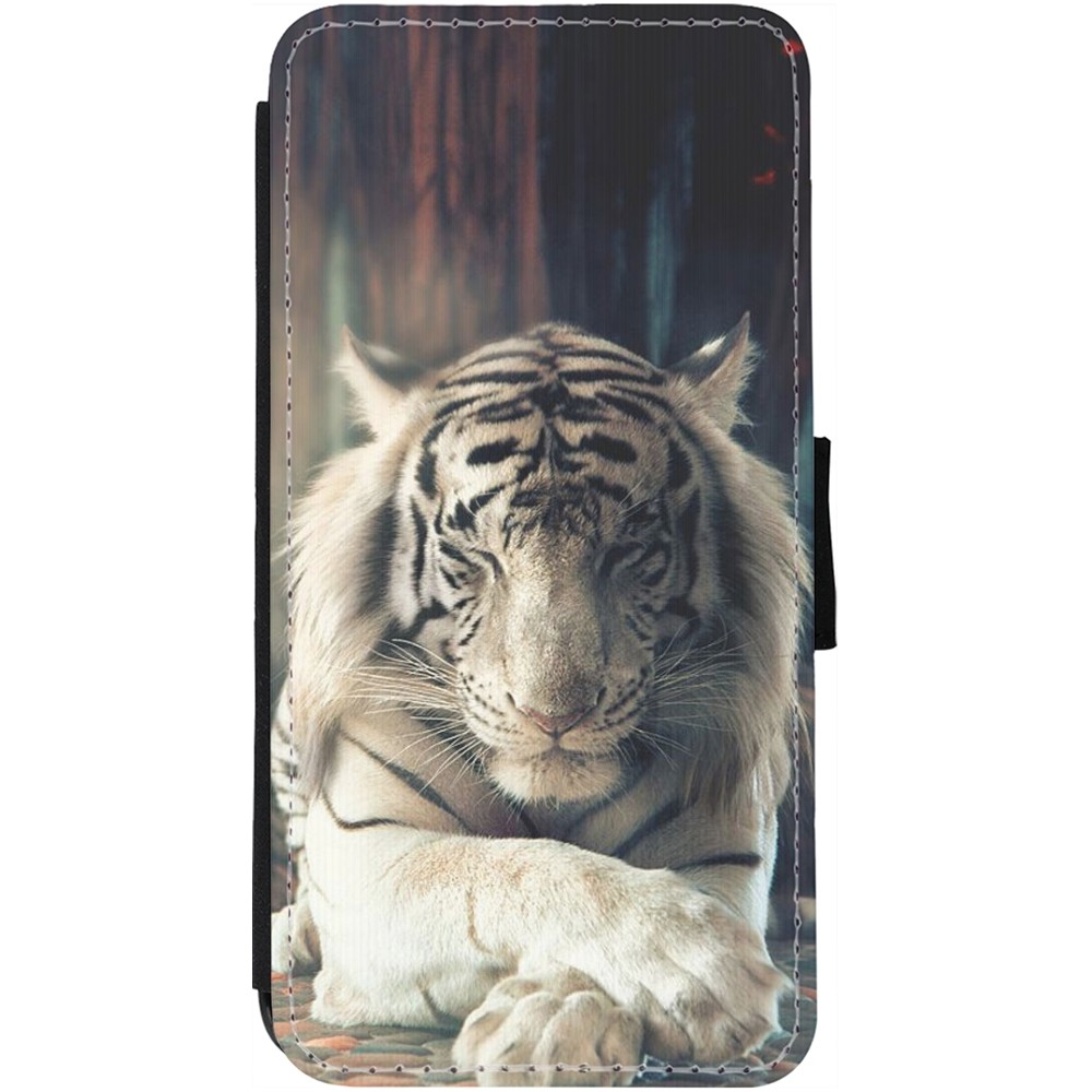 Coque iPhone 13 - Wallet noir Zen Tiger