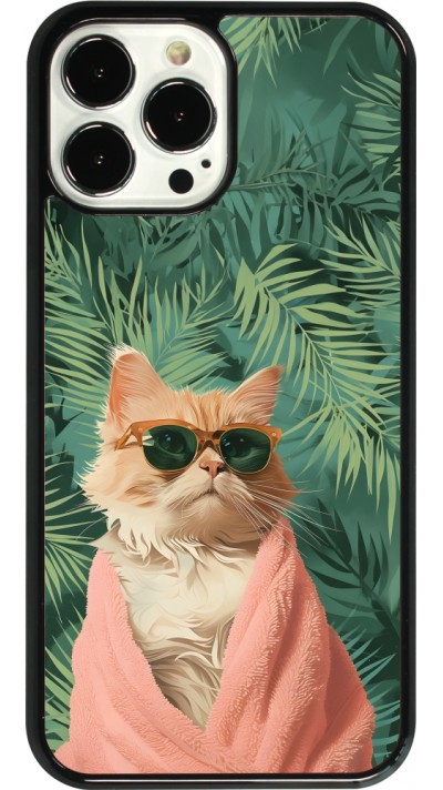 Coque iPhone 13 Pro Max - Cat Summer Palms