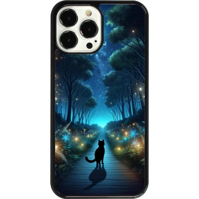 Coque iPhone 13 Pro Max - Chat noir promenade