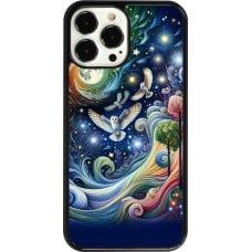 Coque iPhone 13 Pro Max - hibou volant floral