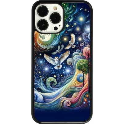 Coque iPhone 13 Pro Max - hibou volant floral