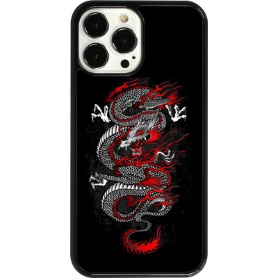 Coque iPhone 13 Pro Max - Japanese style Dragon Tattoo Red Black