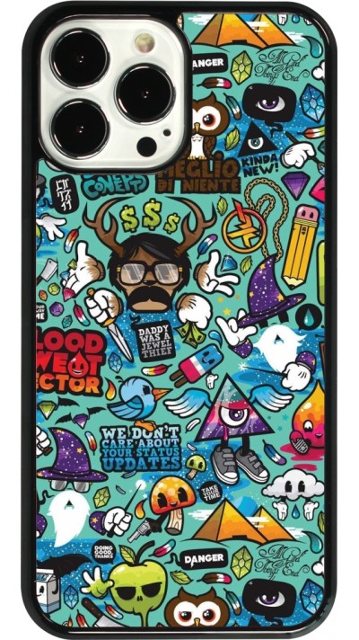 Coque iPhone 13 Pro Max - Mixed Cartoons Turquoise