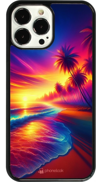 Coque iPhone 13 Pro Max - Plage coucher soleil flashy