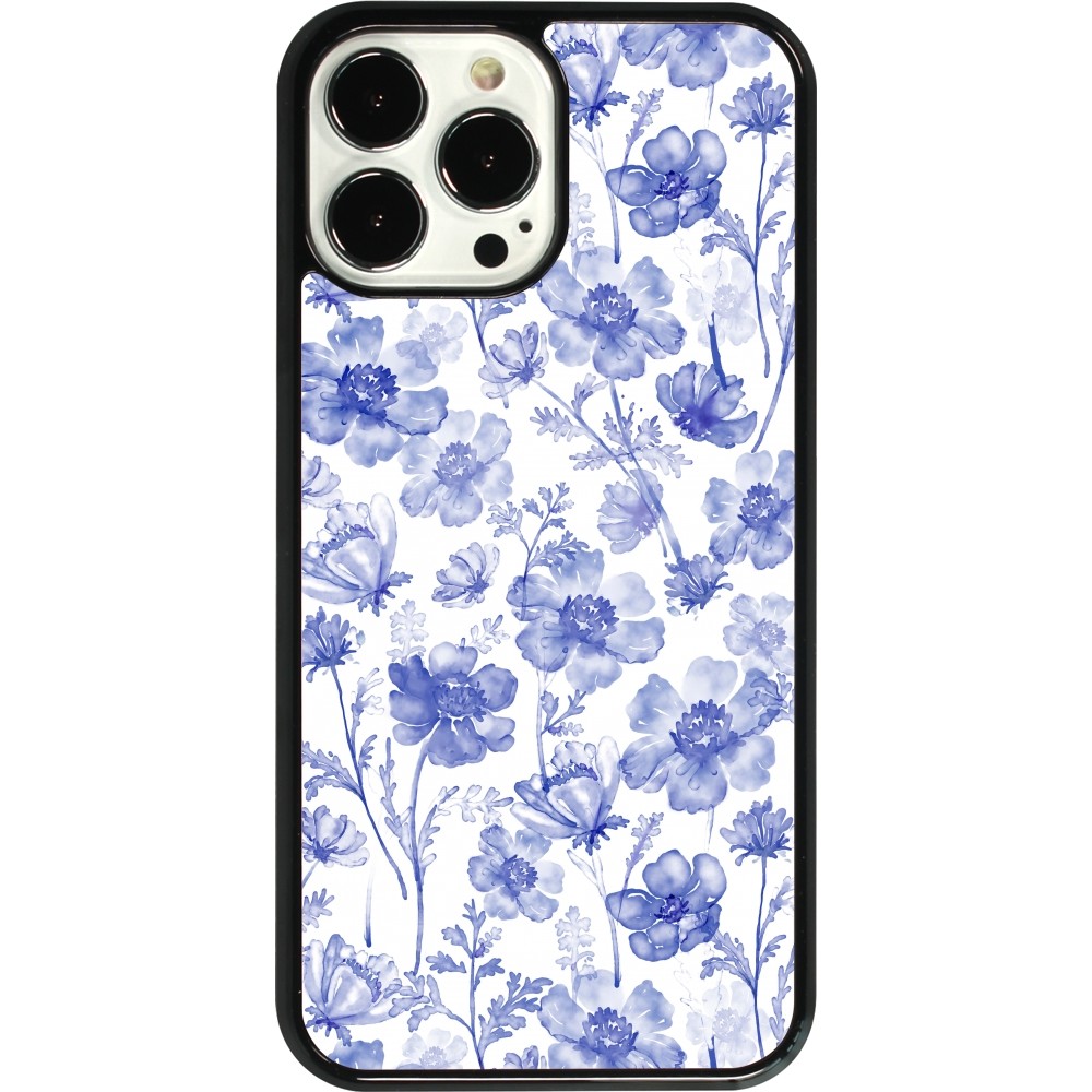 Coque iPhone 13 Pro Max - Spring 23 watercolor blue flowers