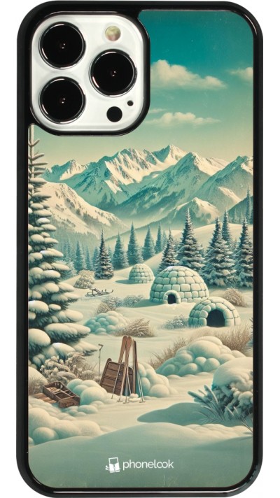 Coque iPhone 13 Pro Max - Vintage Snowy Mountain Igloo