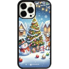 Coque iPhone 13 Pro Max - Noël 2023 bonhomme de neige et sapin