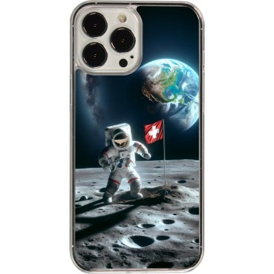 Coque iPhone 13 Pro Max - Plastique transparent Astro Suisse sur lune