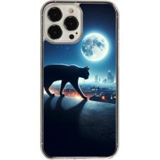 Coque iPhone 13 Pro Max - Plastique transparent Chat noir sous la pleine lune