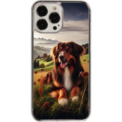 Coque iPhone 13 Pro Max - Plastique transparent Chien Campagne Suisse