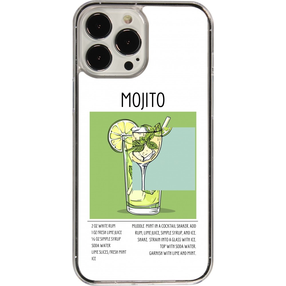 Coque iPhone 13 Pro Max - Plastique transparent Cocktail recette Mojito