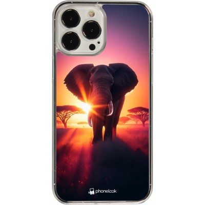 Coque iPhone 13 Pro Max - Plastique transparent Elephant Sunrise Beauty