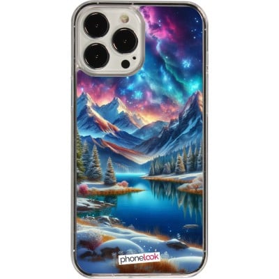 Coque iPhone 13 Pro Max - Plastique transparent Fantasy Mountain Lake Sky Stars