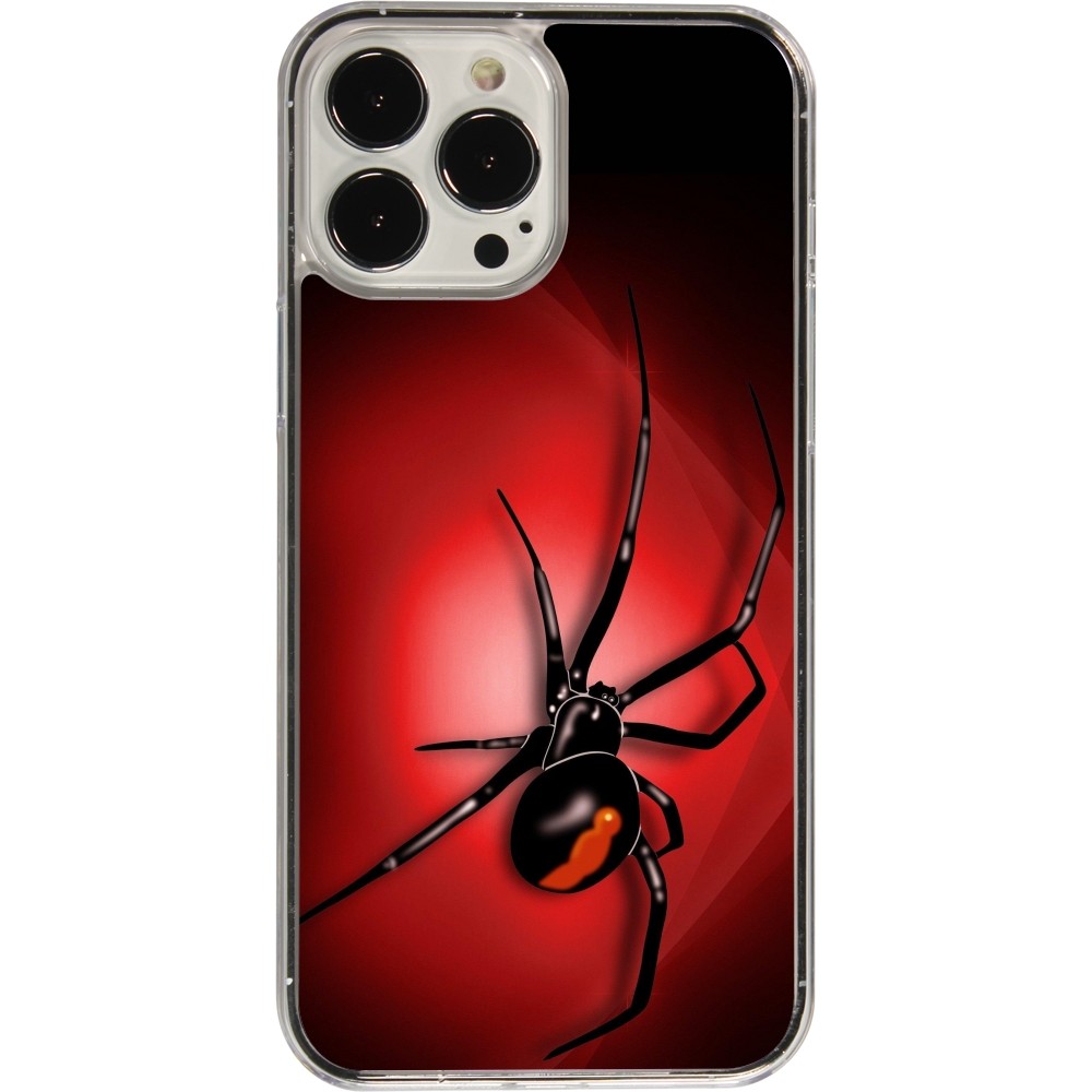 Coque iPhone 13 Pro Max - Plastique transparent Halloween 2023 spider black widow