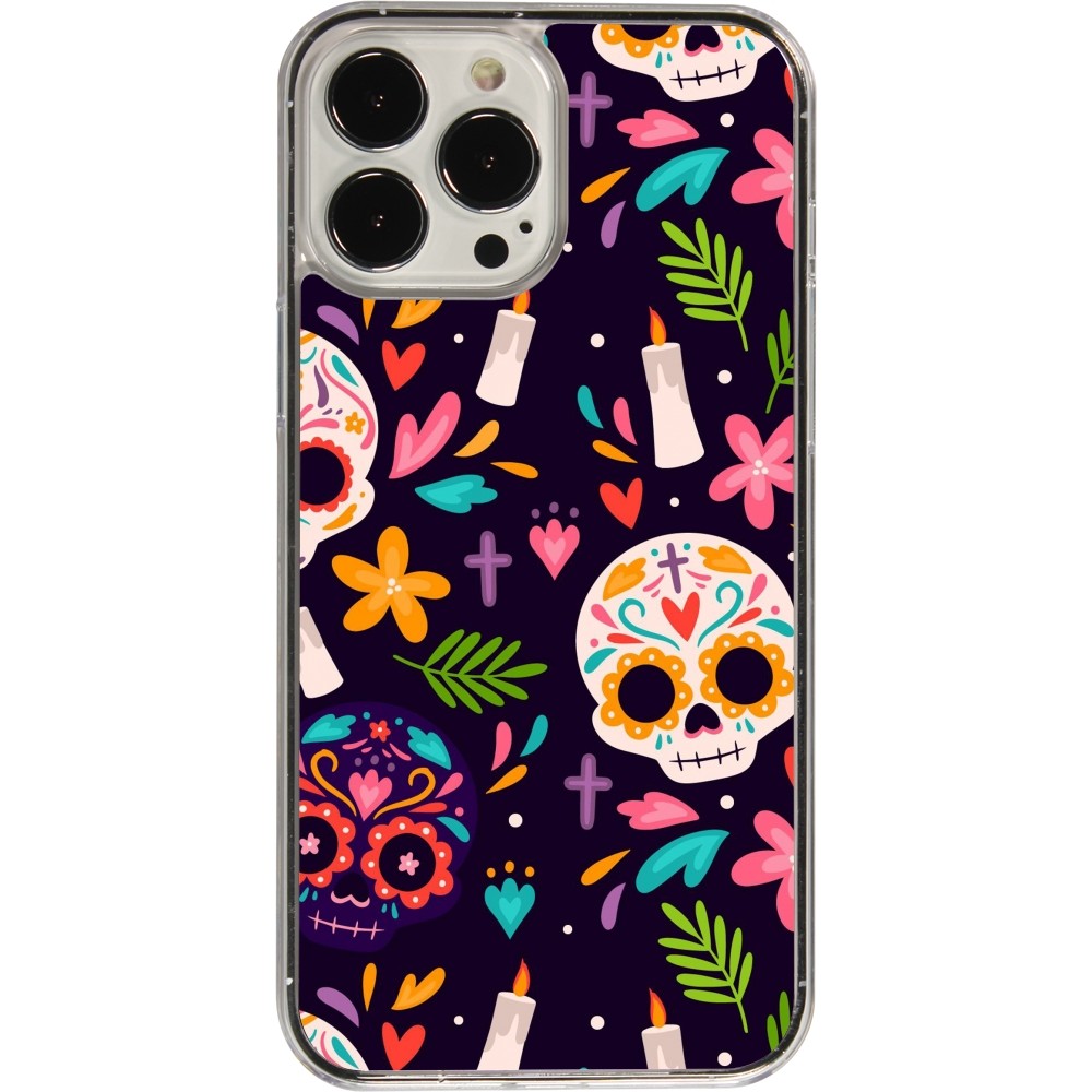 Coque iPhone 13 Pro Max - Plastique transparent Halloween 2023 mexican style